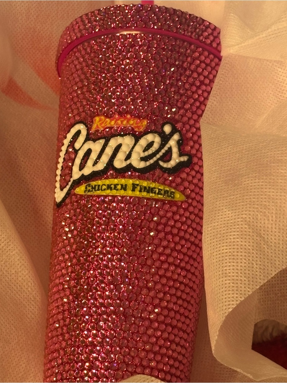 Branded Pink Rhinestone Water Bottle - Logo Accent